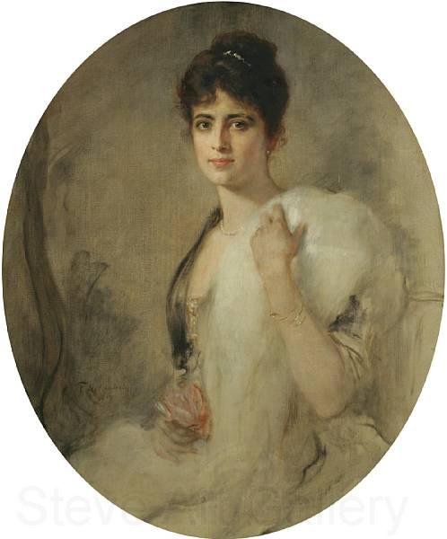 Friedrich August von Kaulbach A portrait of a lady Spain oil painting art